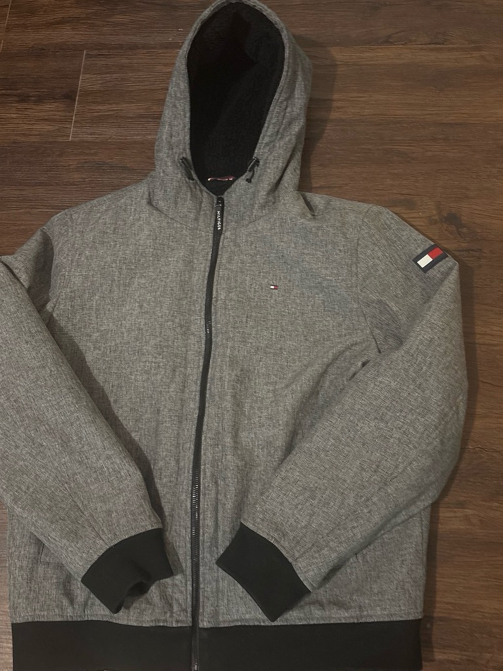 Tommy Hilfiger Heather Gray Hooded Zip-Up Jacket